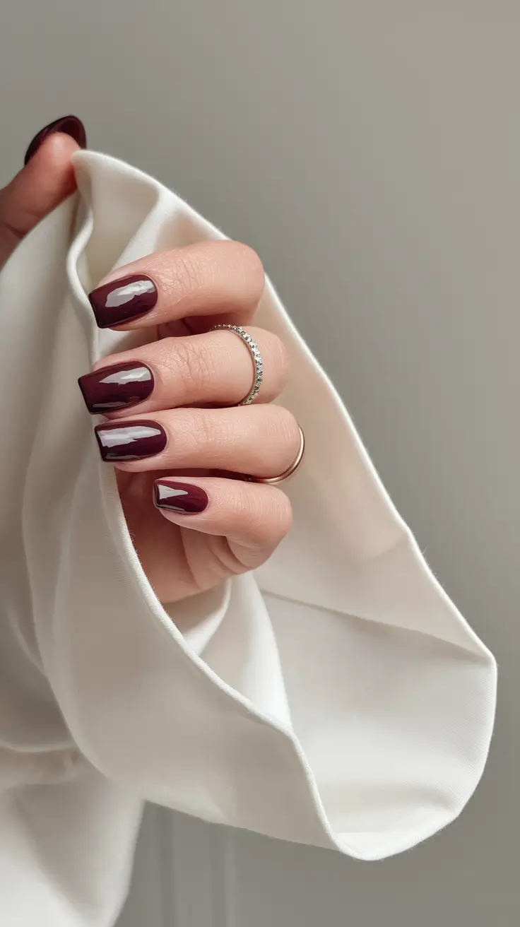 2025 Short Fall Nail Trends Merlot Glass Nails