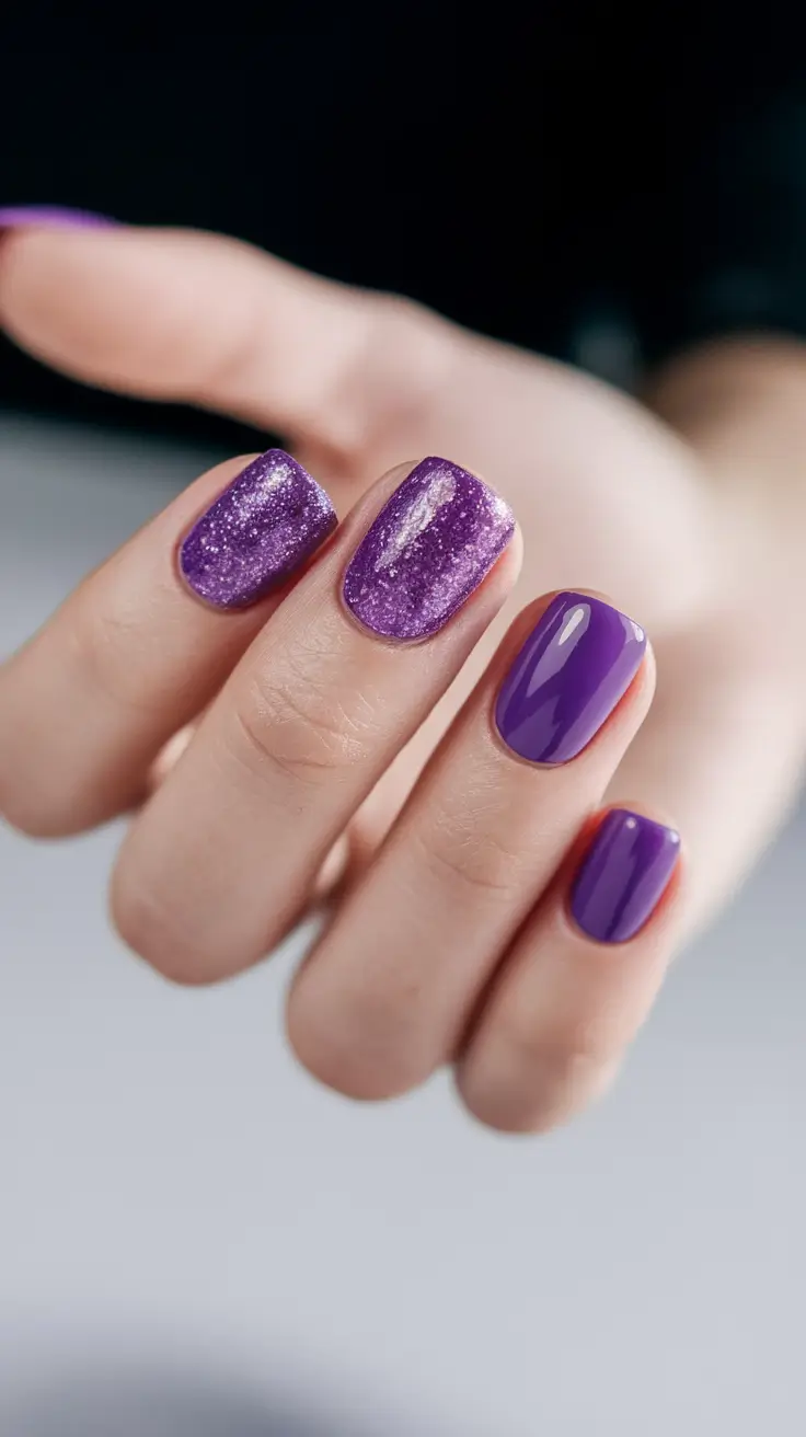 Autumn 2025 Nail Color Trends Lavender Sparkle Shorties
