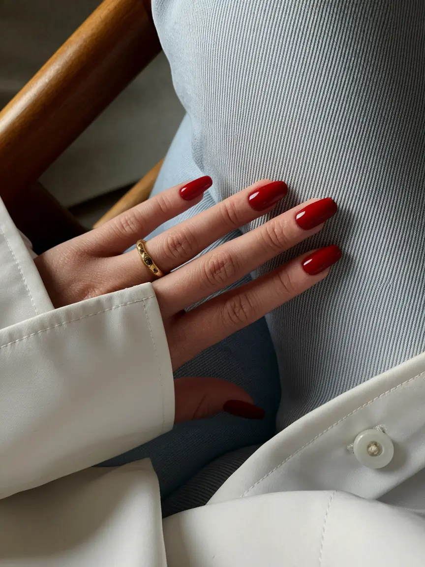 Autumn 2025 Nail Color Trends Classic Crimson Elegance