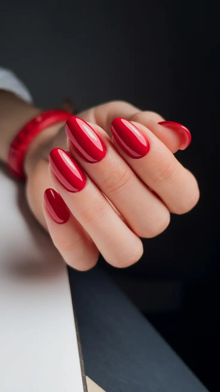Autumn 2025 Nail Color Trends Glossy Power Red