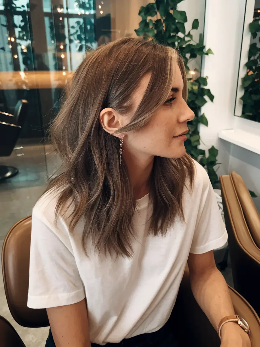 Best Fall 2025 Haircuts for Mid-Length Hair Soft Ash Brown Waves