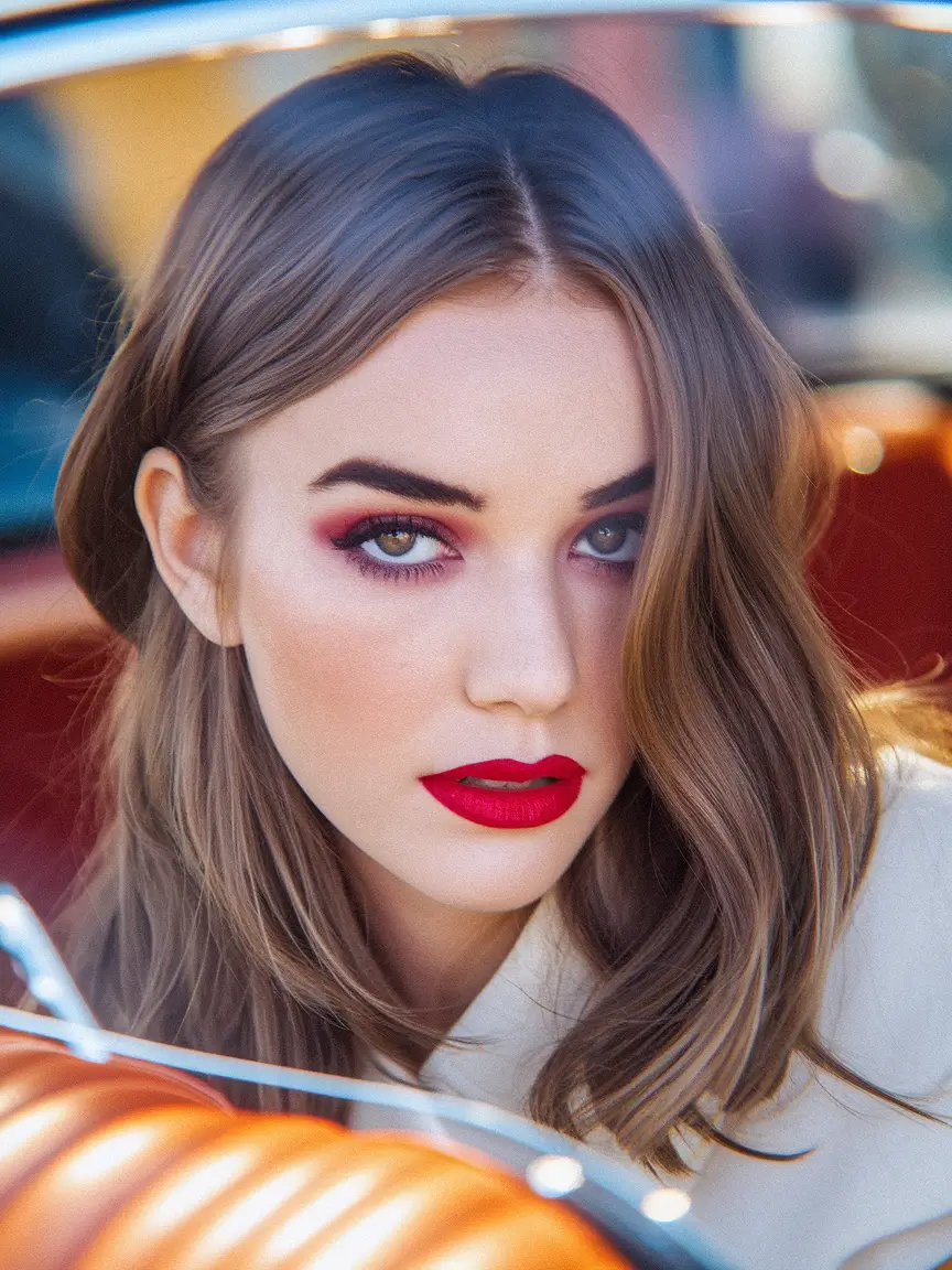 Best Fall 2025 Haircuts for Mid-Length Hair Soft Waves with a Bold Lip
