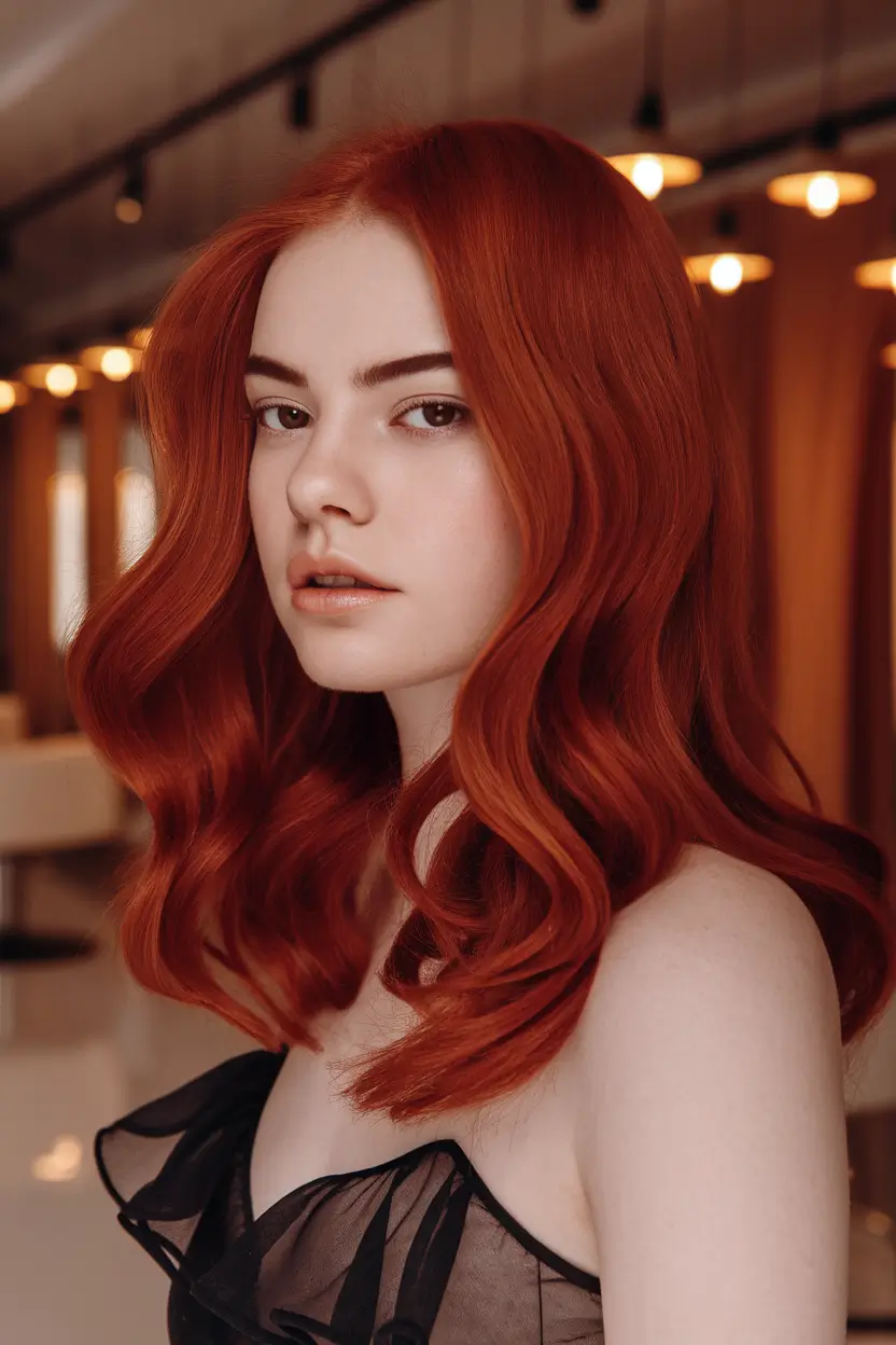 Best Fall Hair Colors Trends 2025 for Cool Skin Strawberry Flame Midlengths