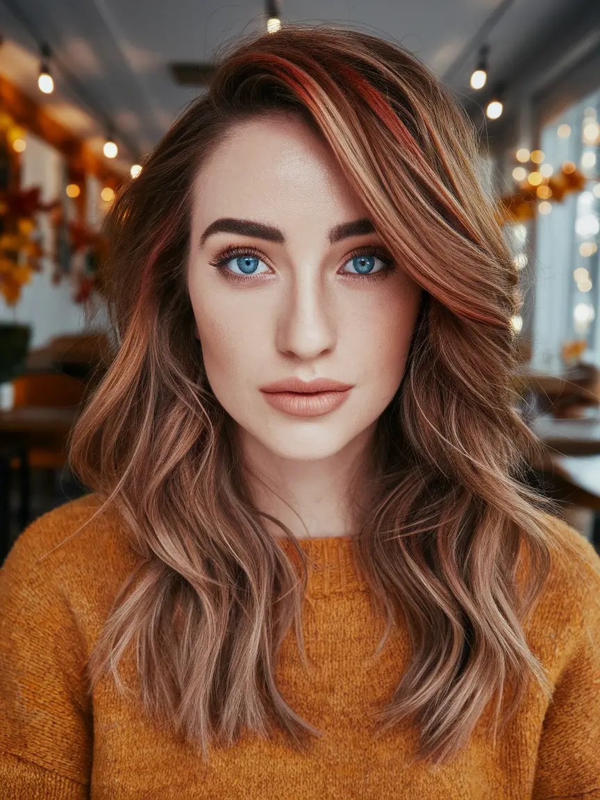 Best Fall Hair Colors Trends 2025 for Cool Skin Rooted Beige with Crimson Flare