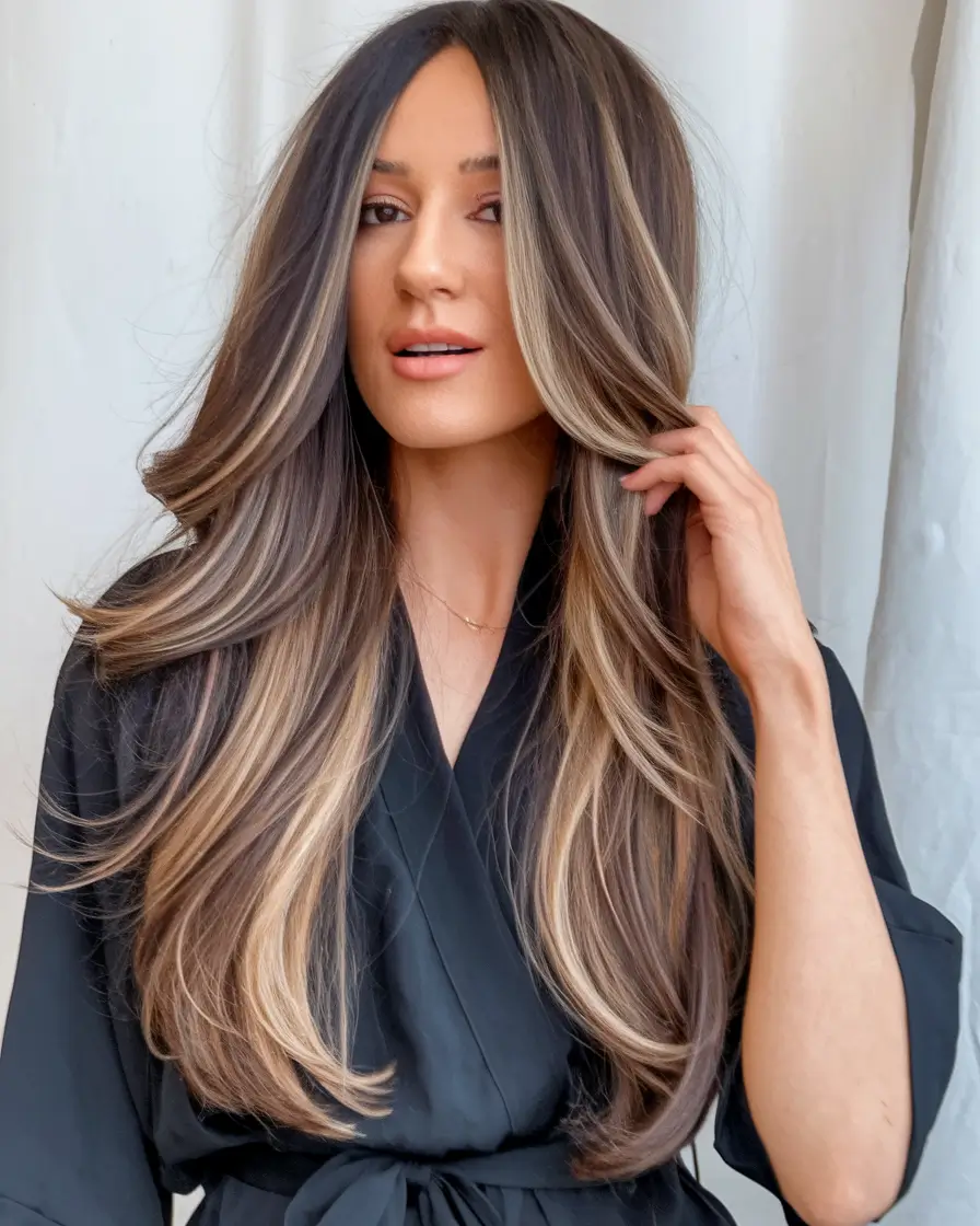 Chic and Cute Hair Color Ideas for Fall 2025 + Face-Framing Blonde Highlights on Dark Brunette