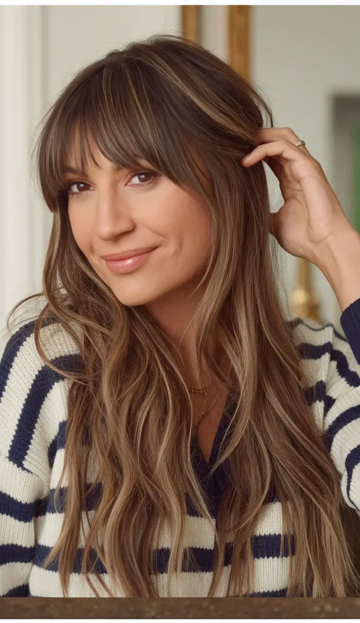 Chic and Cute Hair Color Ideas for Fall 2025 + Bronzed Caramel with Wispy Bangs