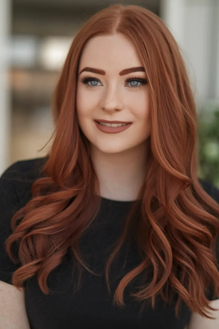 Chic and Cute Hair Color Ideas for Fall 2025 + Classic Copper Red with Loose Waves