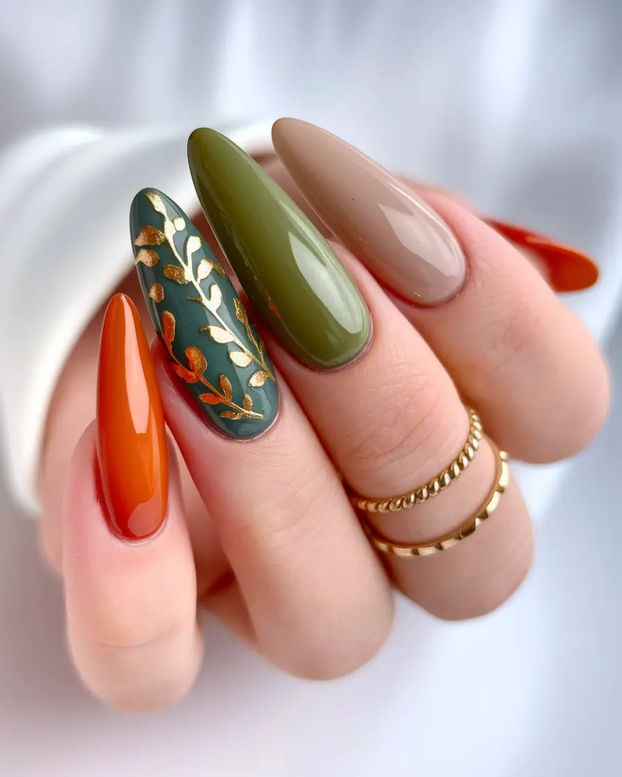 Creative Fall Gel Nail Designs 2025 Harvest Botanical Fantasy