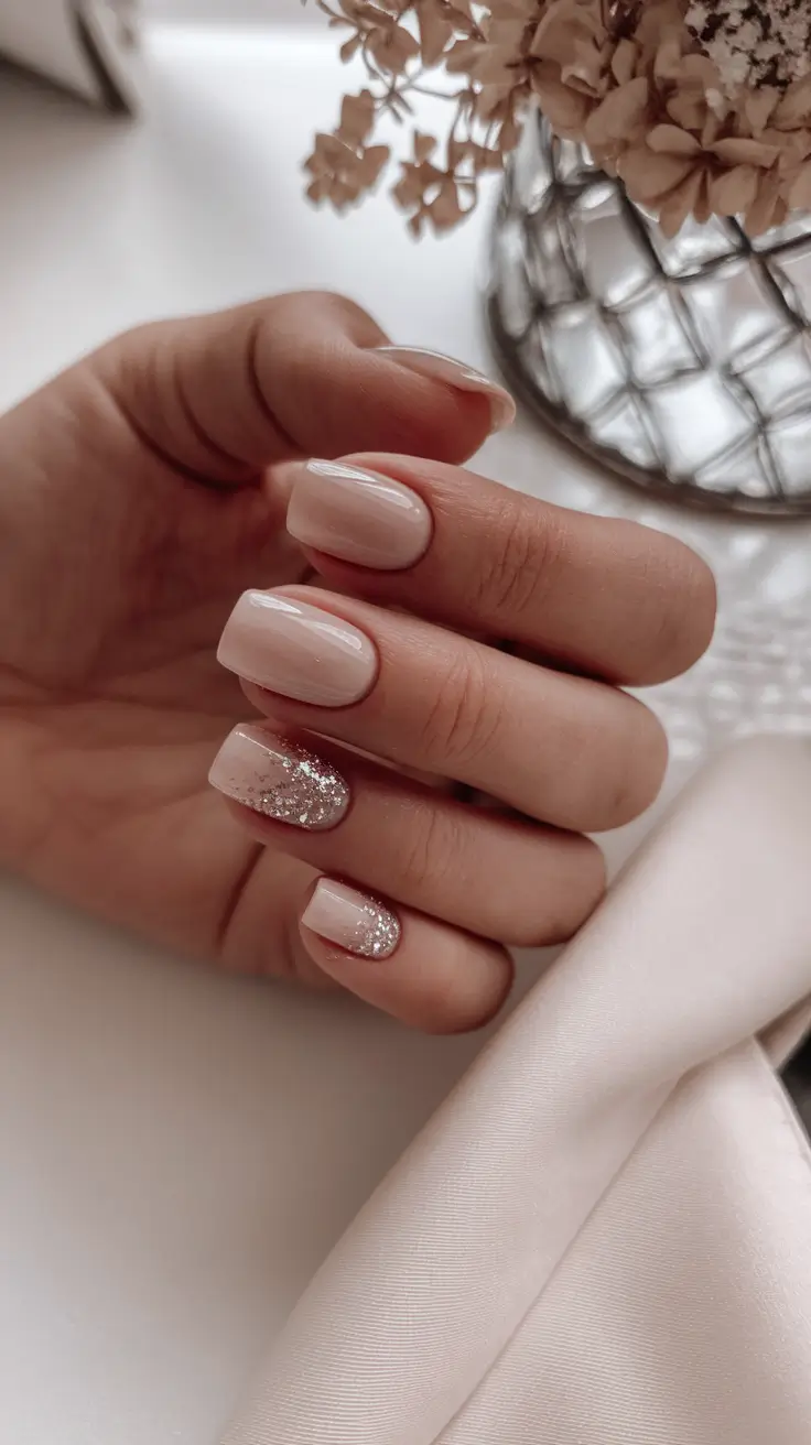 Creative Fall Gel Nail Designs 2025 Soft Pink Sparkle Chic