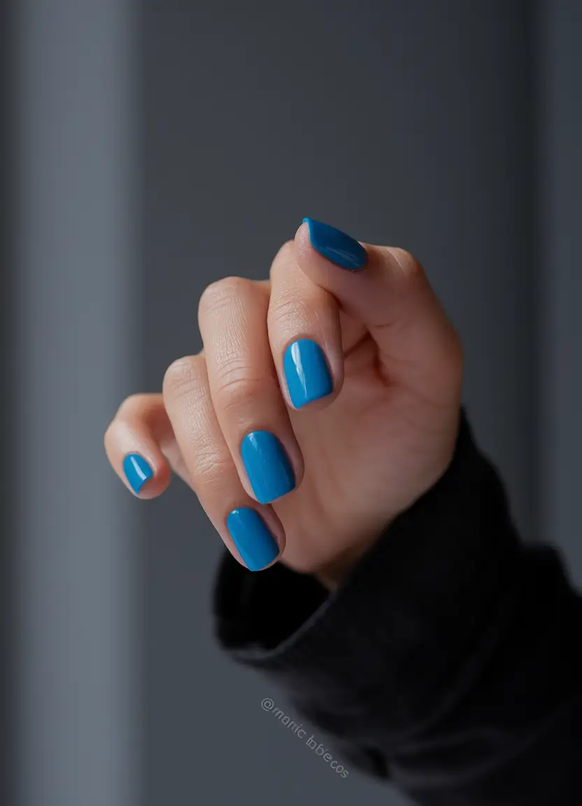 Creative Fall Gel Nail Designs 2025 Cobalt Blue Simplicity