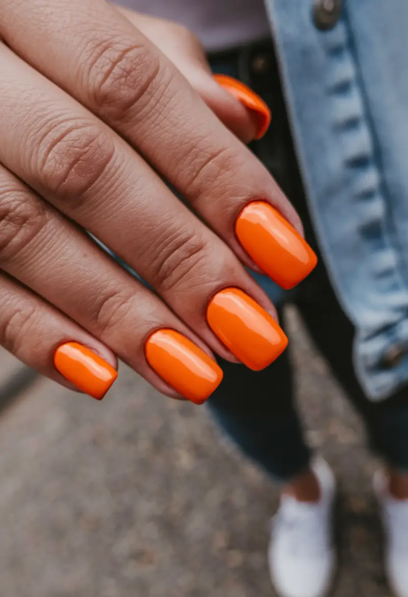 Early Fall Nails Ideas for 2025 Bold Neon Energy in Square Shape