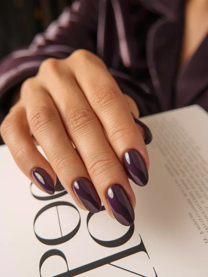 Early Fall Nails Ideas for 2025 Blackberry High Gloss Perfection