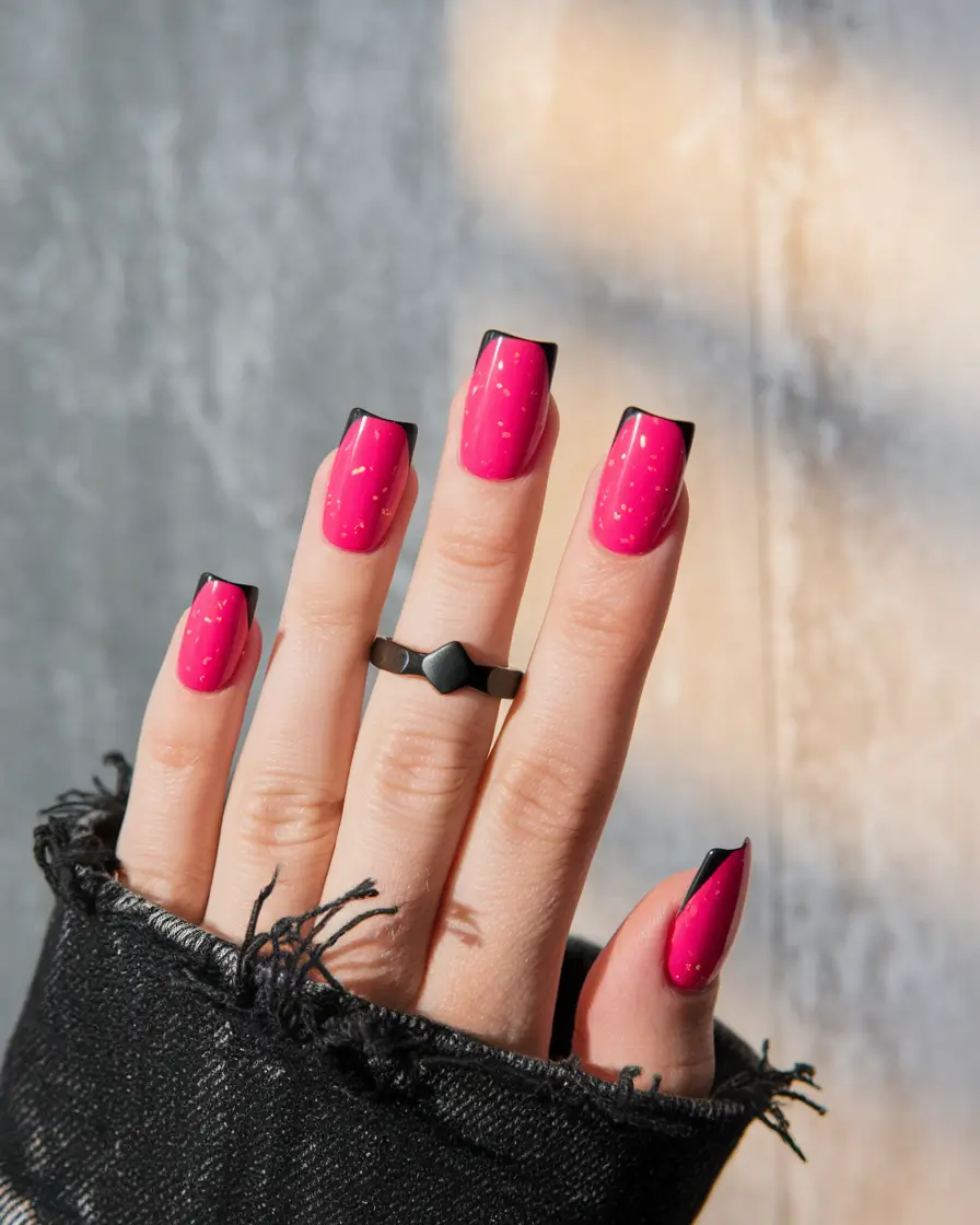 Early Fall Nails Ideas for 2025 Pink Meets Noir French Tip