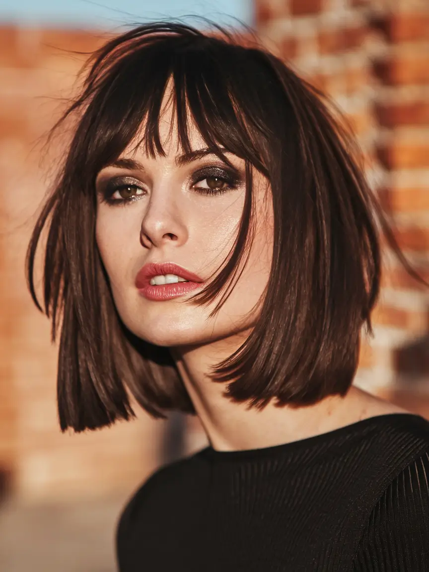 Fall 2025 Bangs & Haircut Combo Ideas Textured Bob with Light Fringe