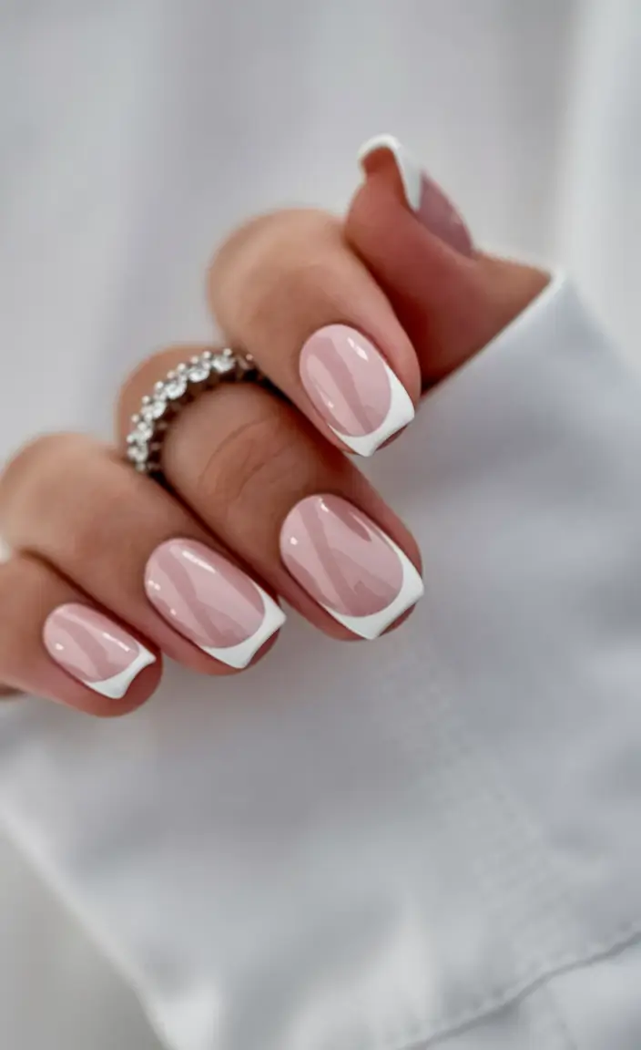 Fall 2025 French Tip Nails Timeless Side-Twist French Tips with a Glossy Finish