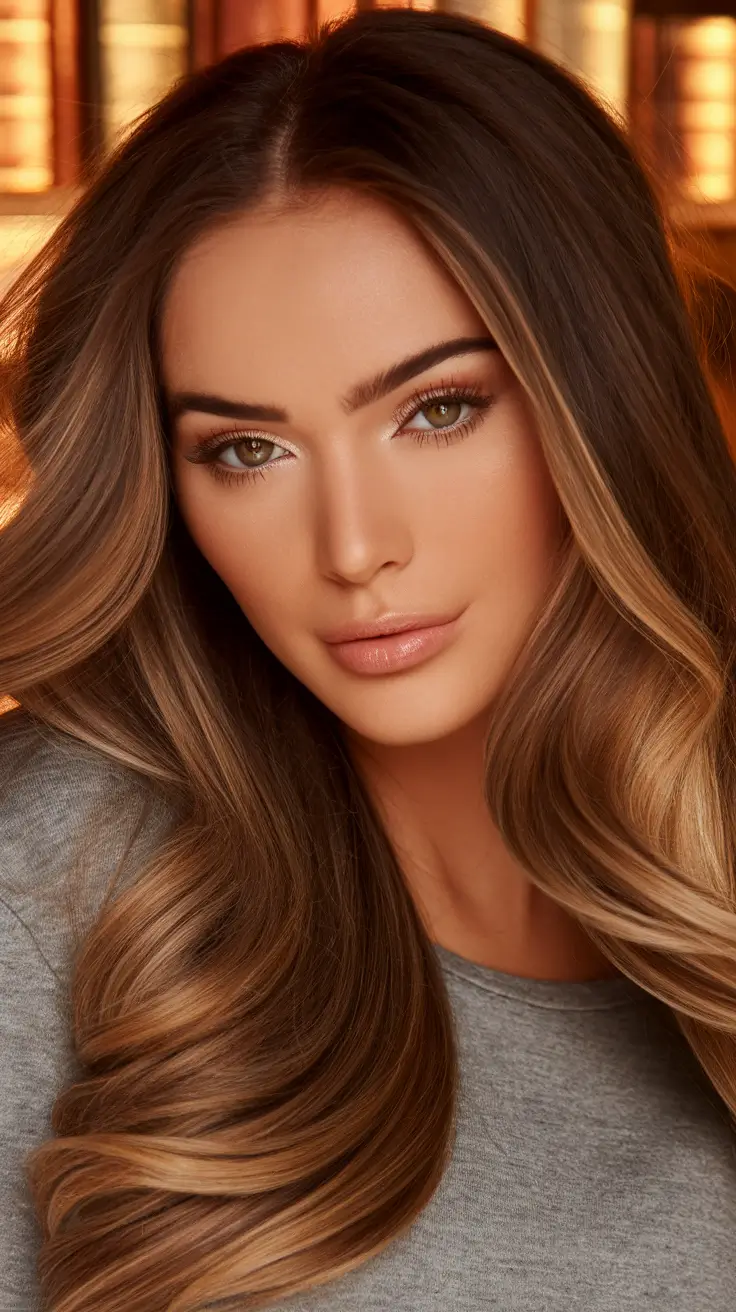Fall 2025 Hair Colors on Deep Skin Tones Bronzed Mocha Blend with Contour Highlights