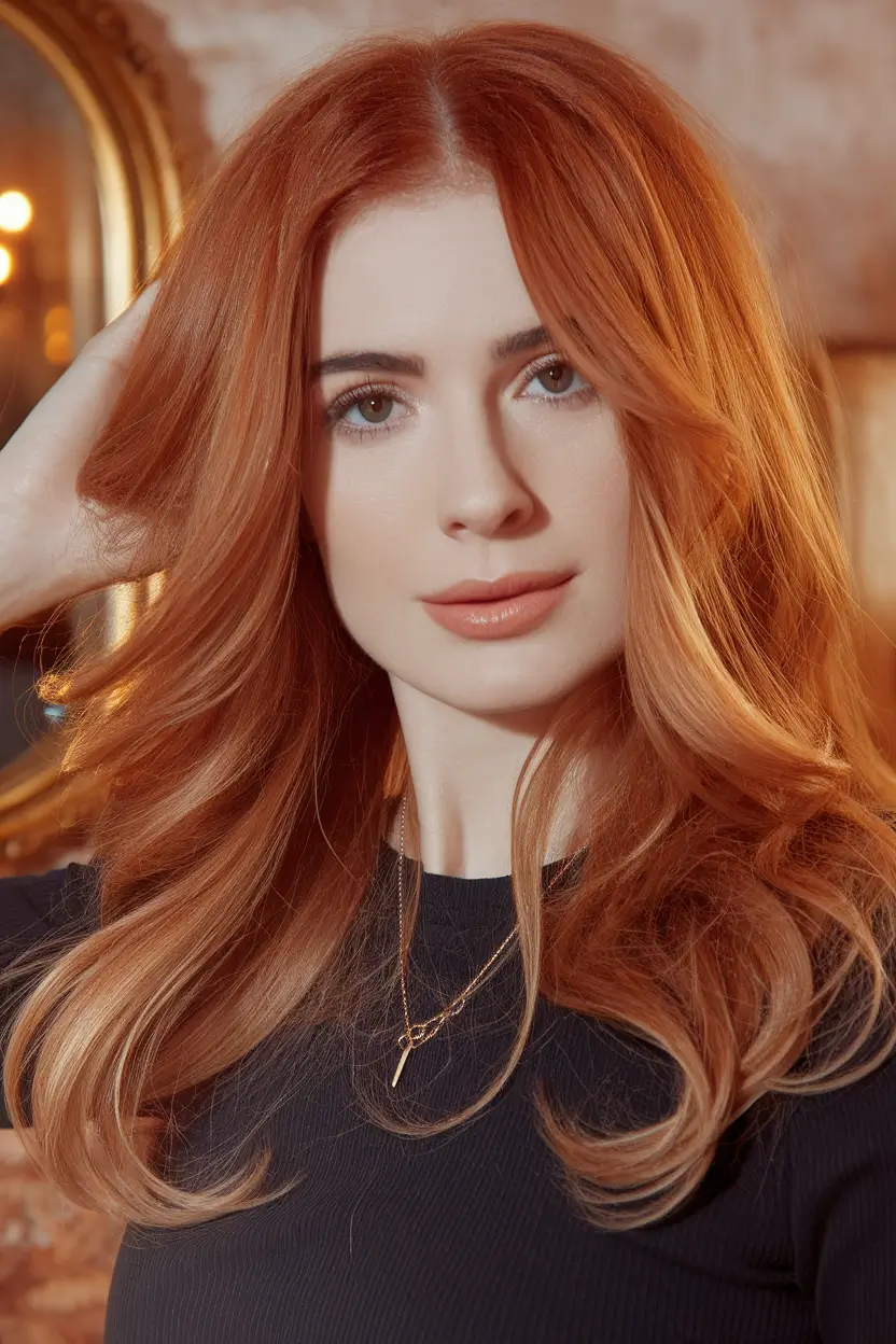Fall 2025 Hair Colors on Deep Skin Tones Soft Fire Auburn Layers