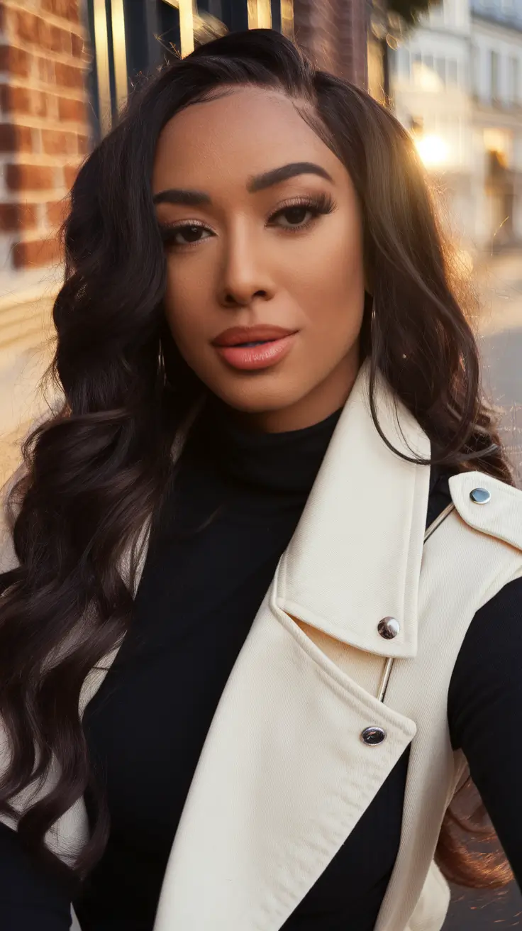 Fall 2025 Hair Colors on Deep Skin Tones Deep Chocolate Waves with Modern Softness