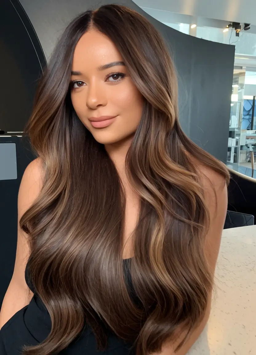 Fall 2025 Hairstyle + Hair Color Inspiration Classic Brunette with Caramel Balayage