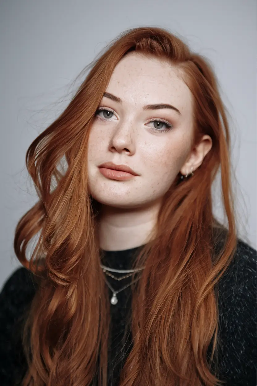 Fall 2025 Hairstyle + Hair Color Inspiration Romantic Copper Flow