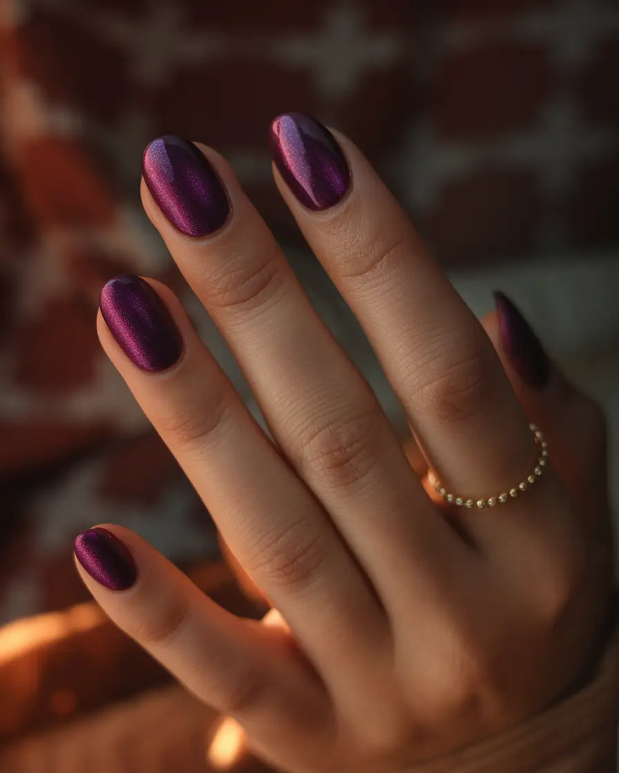 Fall 2025 Nail Color Ideas for 40+ Women Velvety Plum Allure