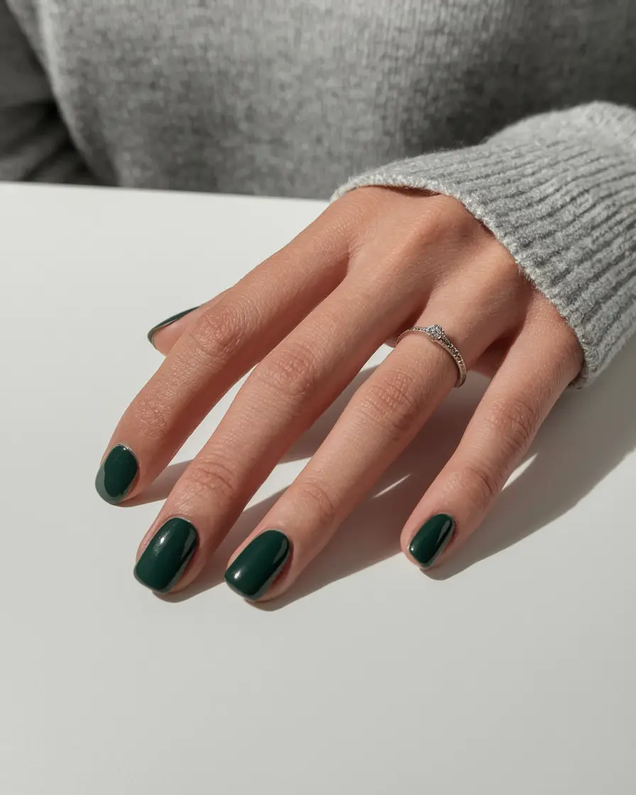 Fall 2025 Nail Color Ideas for 40+ Women Everyday Emerald Short Nails
