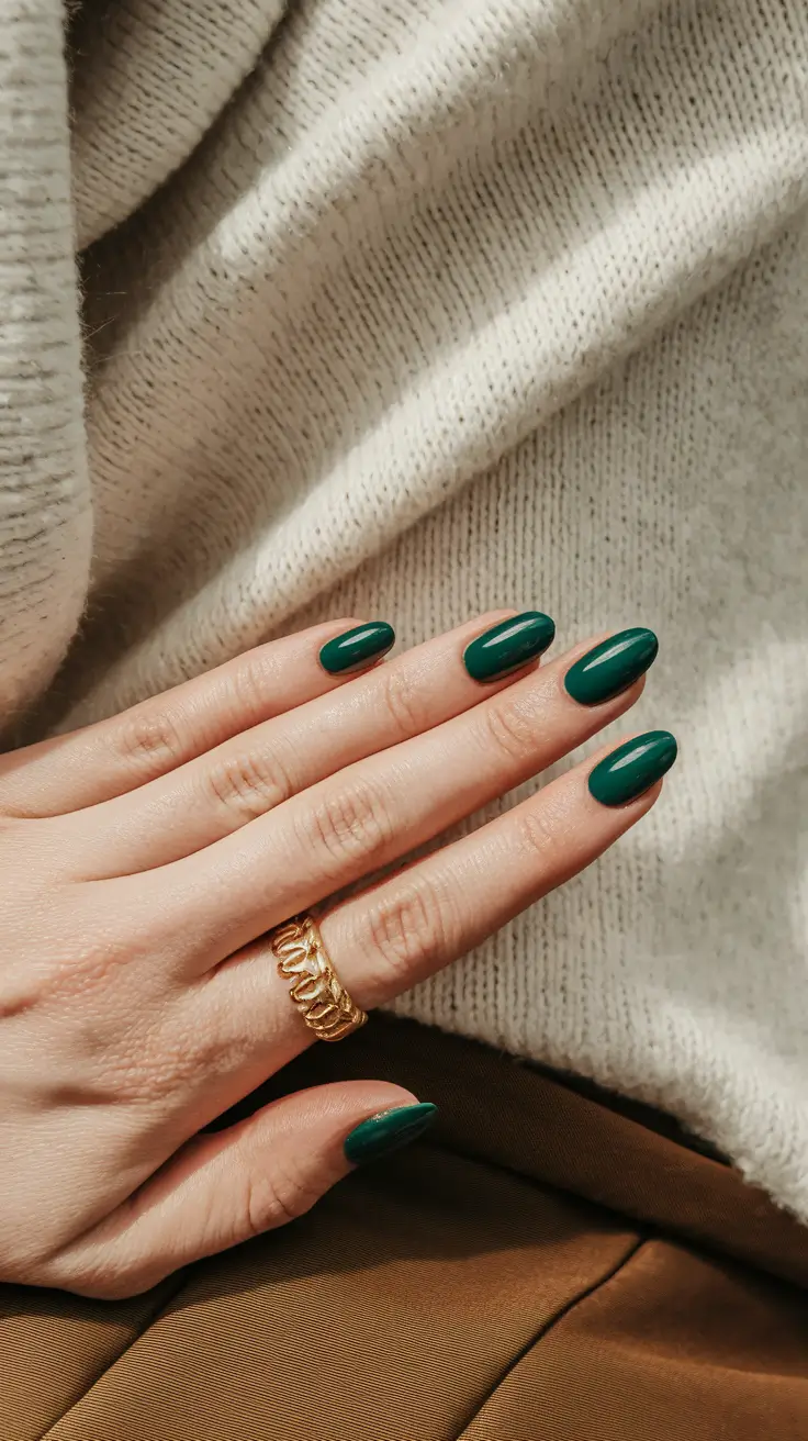 Fall 2025 Nail Color Ideas for 40+ Women Emerald Green Sophistication