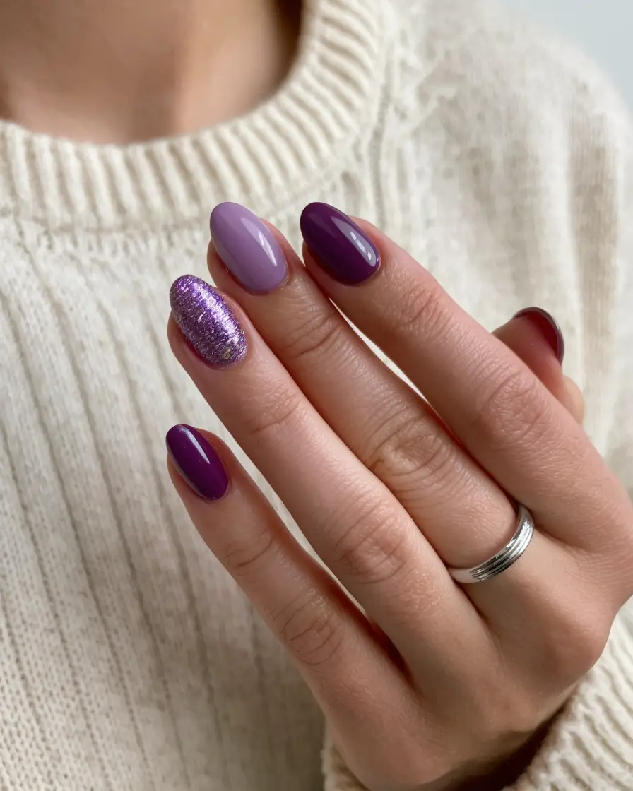 Fall 2025 Nail Color Ideas for 40+ Women Plum and Lavender Mix