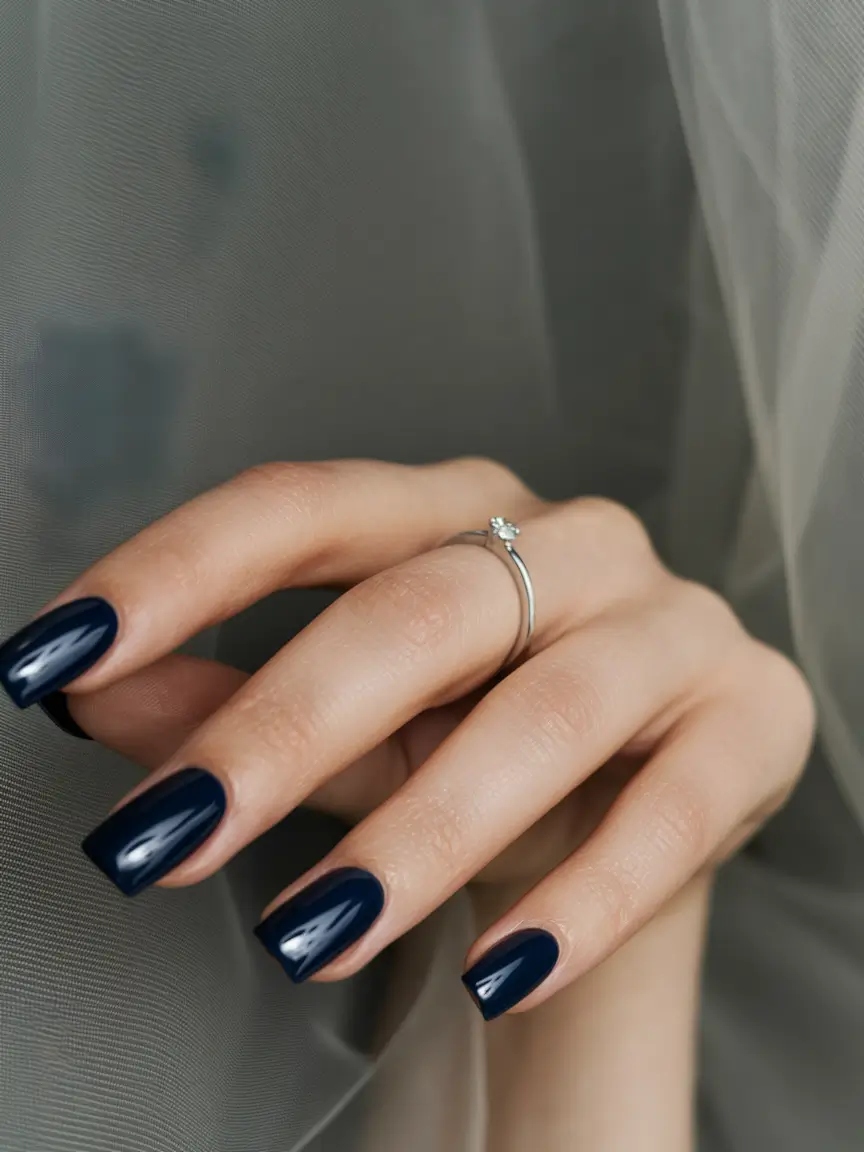 Fall 2025 Nail Color Ideas for 40+ Women Midnight Navy Sophistication