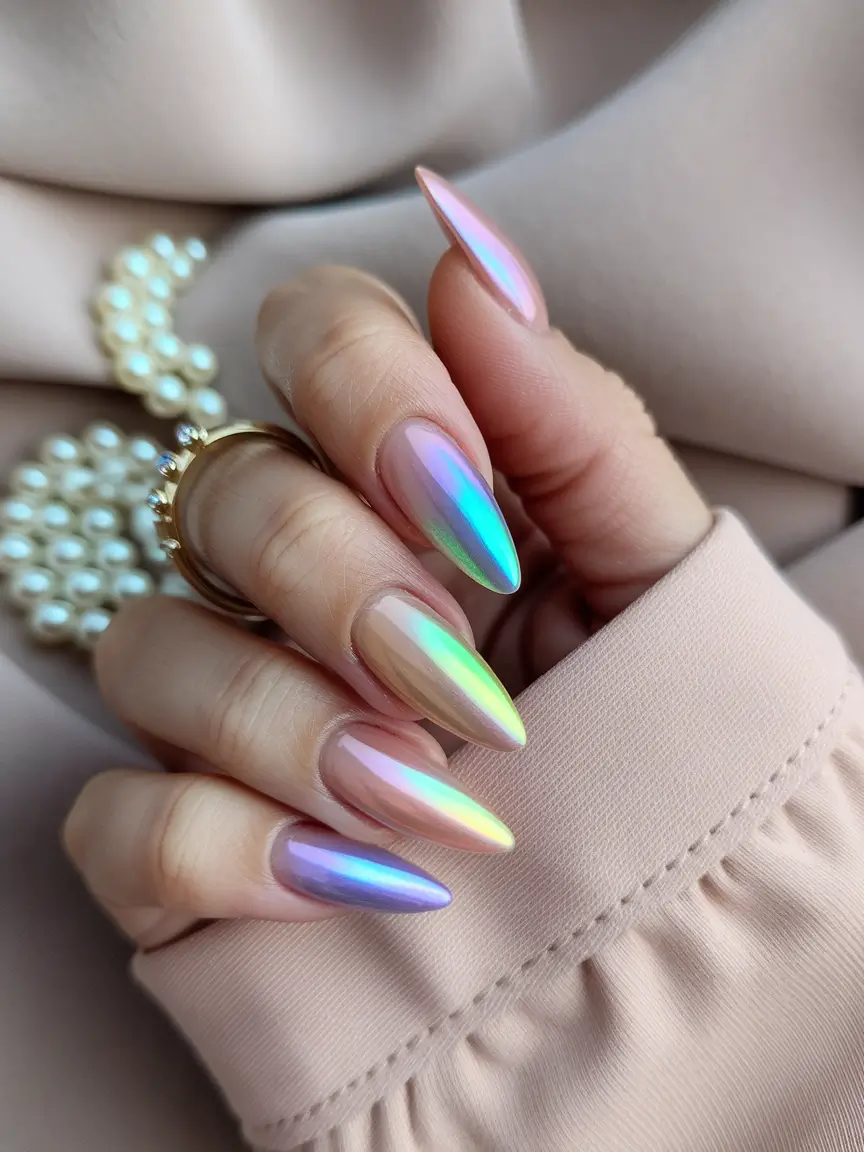 Fall 2025 Nail Colors for Fair Skin Opalescent Chrome Perfection