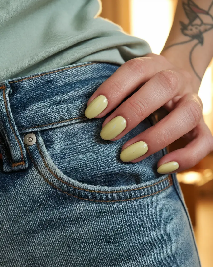 Fall 2025 Nail Colors for Fair Skin Buttery Pastel Yellow