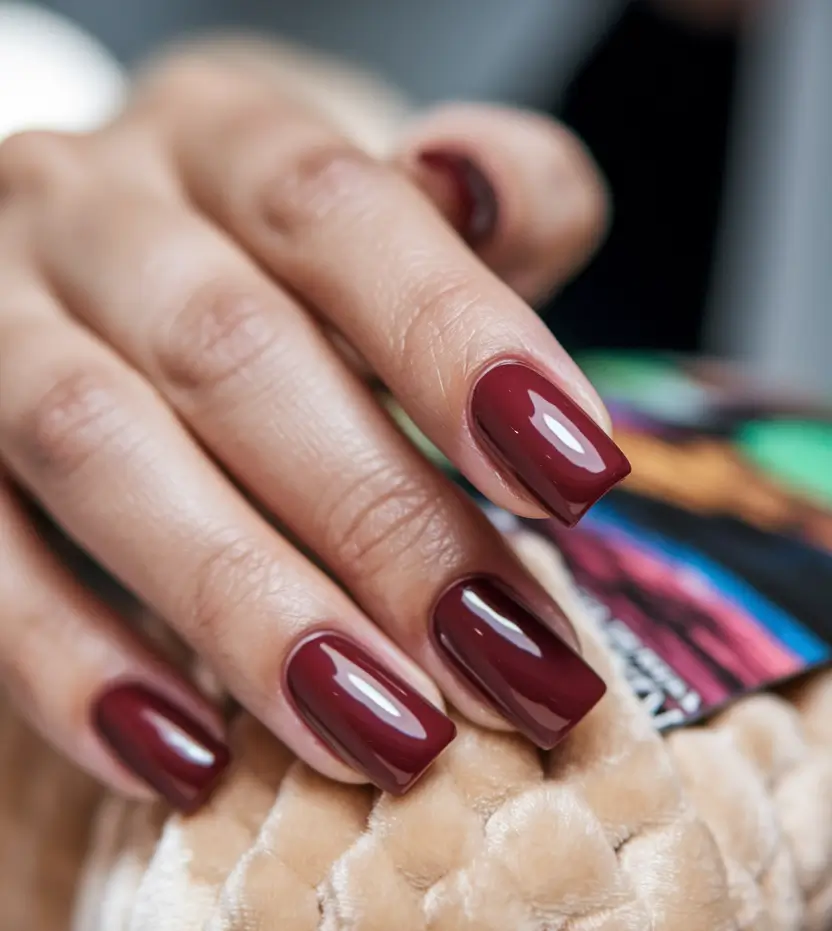 Fall 2025 Nail Colors for Fair Skin Velvet Merlot Statement