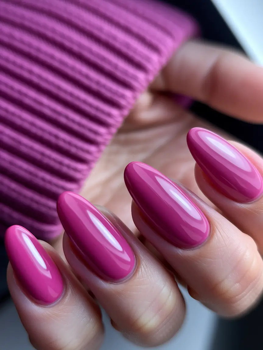 Fall 2025 Oval Shape Nails Bold Fuchsia for Unexpected Fall Color