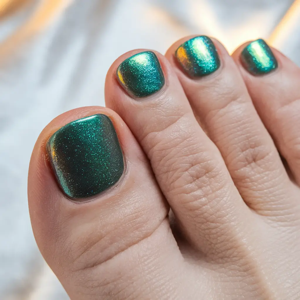 Fall 2025 Pedicure Colors Emerald Glow