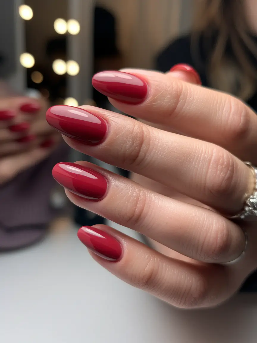 Fall 2025 Round Nail Designs Classic Cranberry Gloss