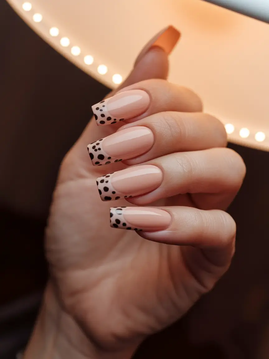 Fall 2025 Season Nail Inspiration Spotted Neutrals With a French Accent