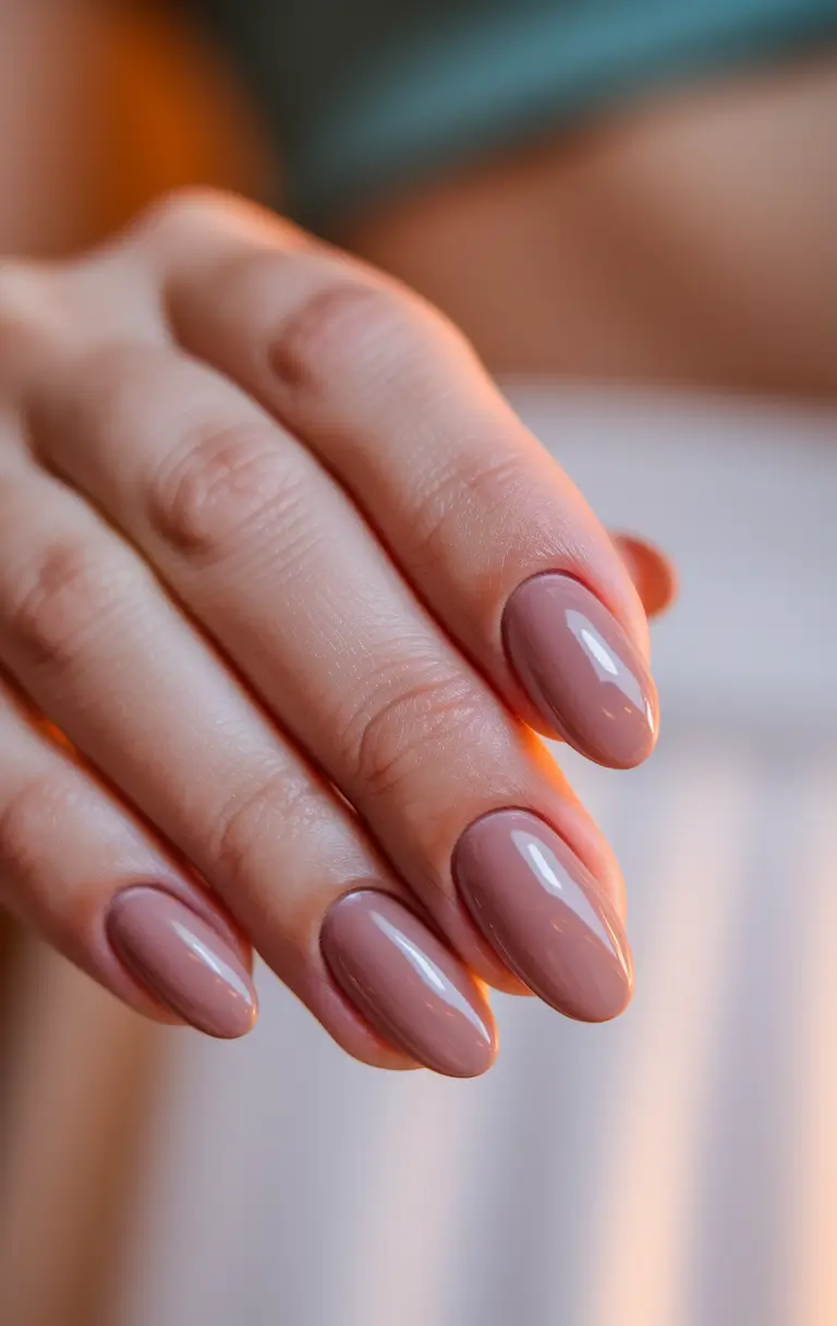 Fall 2025 Season Nail Inspiration Simple Nude With Soft Autumn Shine