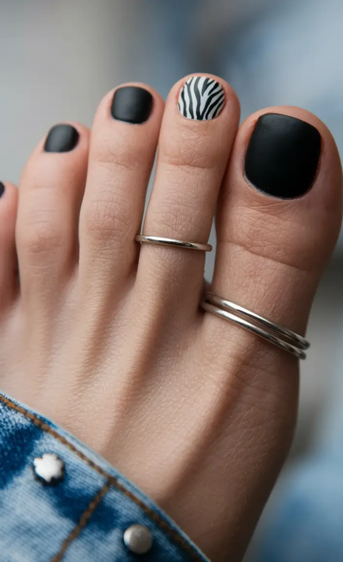 fall toe nail designs</p> <h2>Midnight Matte with Zebra Chic</h2> <p>