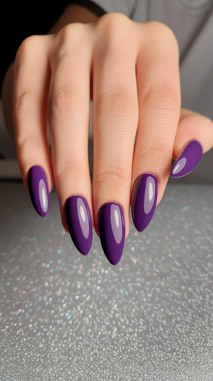 Fall Almond-Shaped Nails 2025 Ideas Royal Violet Boldness