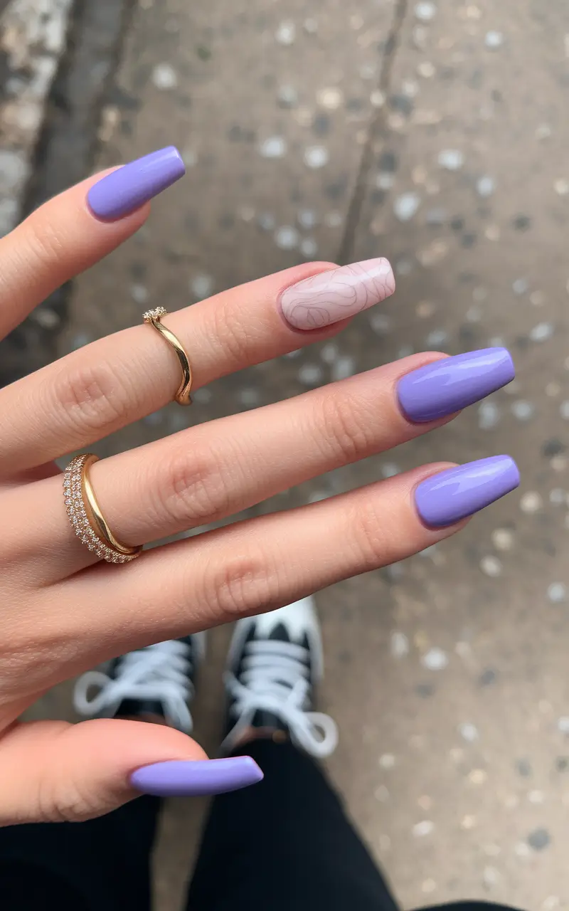 Fall Coffin Nail Designs 2025 Soft Lilac Meets Map Art
