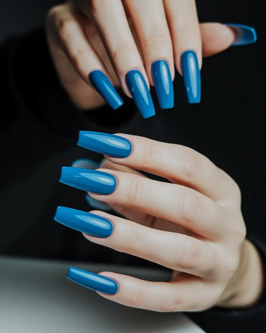 Fall Coffin Nail Designs 2025 Electric Blue to Break the Rules