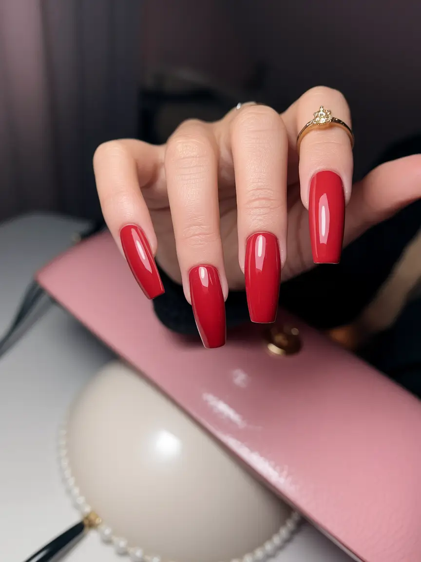 Fall Coffin Nail Designs 2025 Candy Apple Red That Never Quits