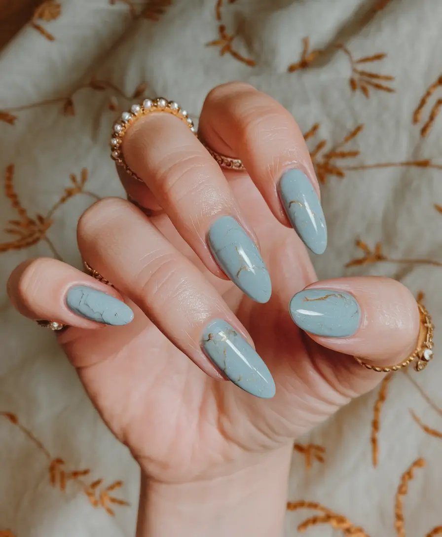 Fall Nail Colors 2025: Ideas for Women Over 50 Marble Sky Elegance