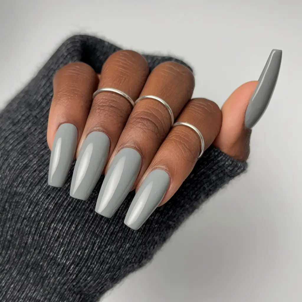 Fall Nail Colors for Dark Skin - 2025 Trends Sleek Cement Grey