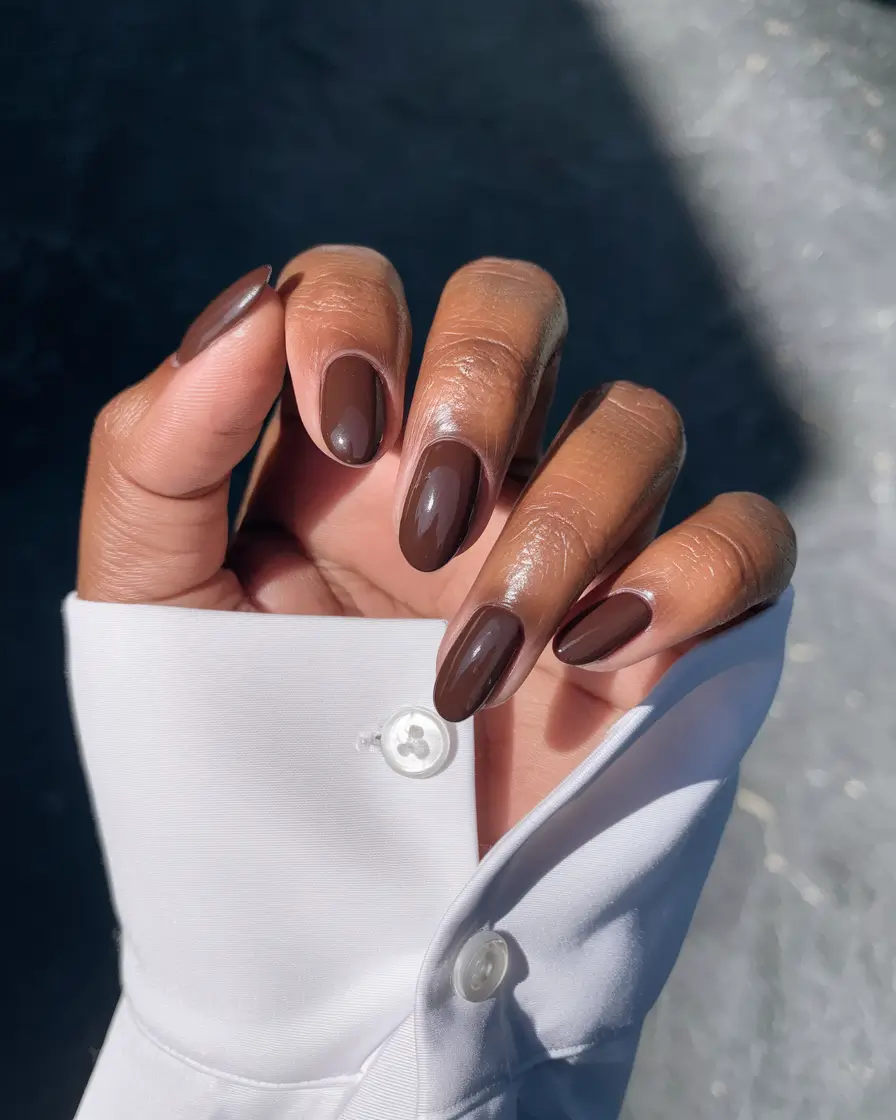 Fall Nail Colors for Dark Skin - 2025 Trends Glossy Cocoa Perfection