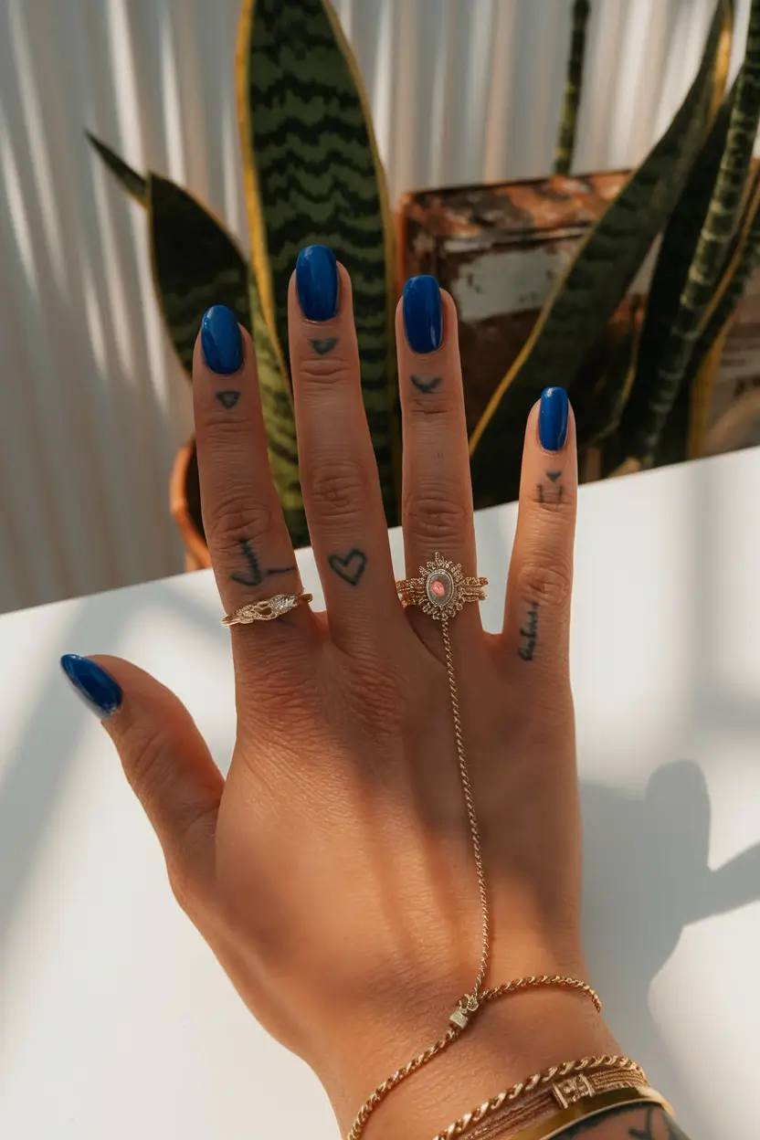 Fall Nail Colors for Dark Skin - 2025 Trends Electric Sapphire Shine