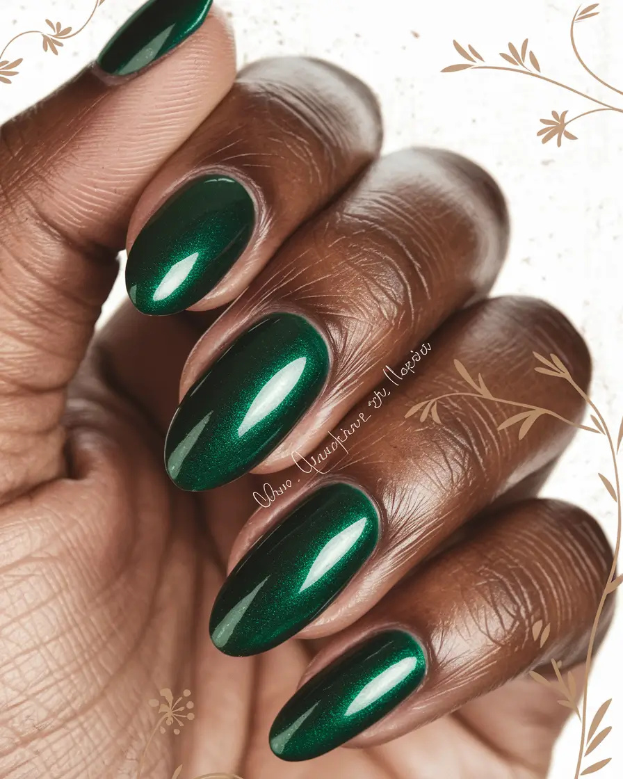 Fall Nail Colors for Dark Skin - 2025 Trends Emerald Velvet Glow