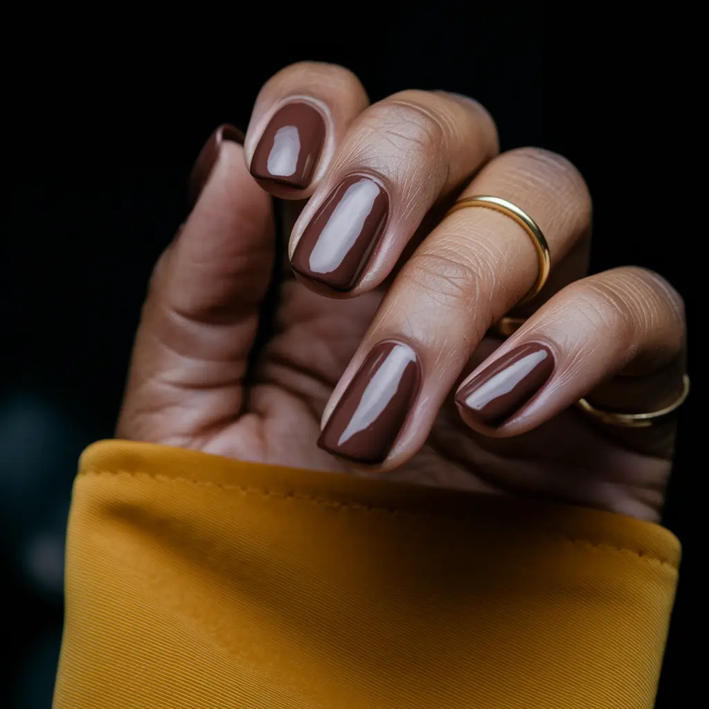 Fall Nail Colors for Dark Skin - 2025 Trends Chocolate Glaze Minimalism