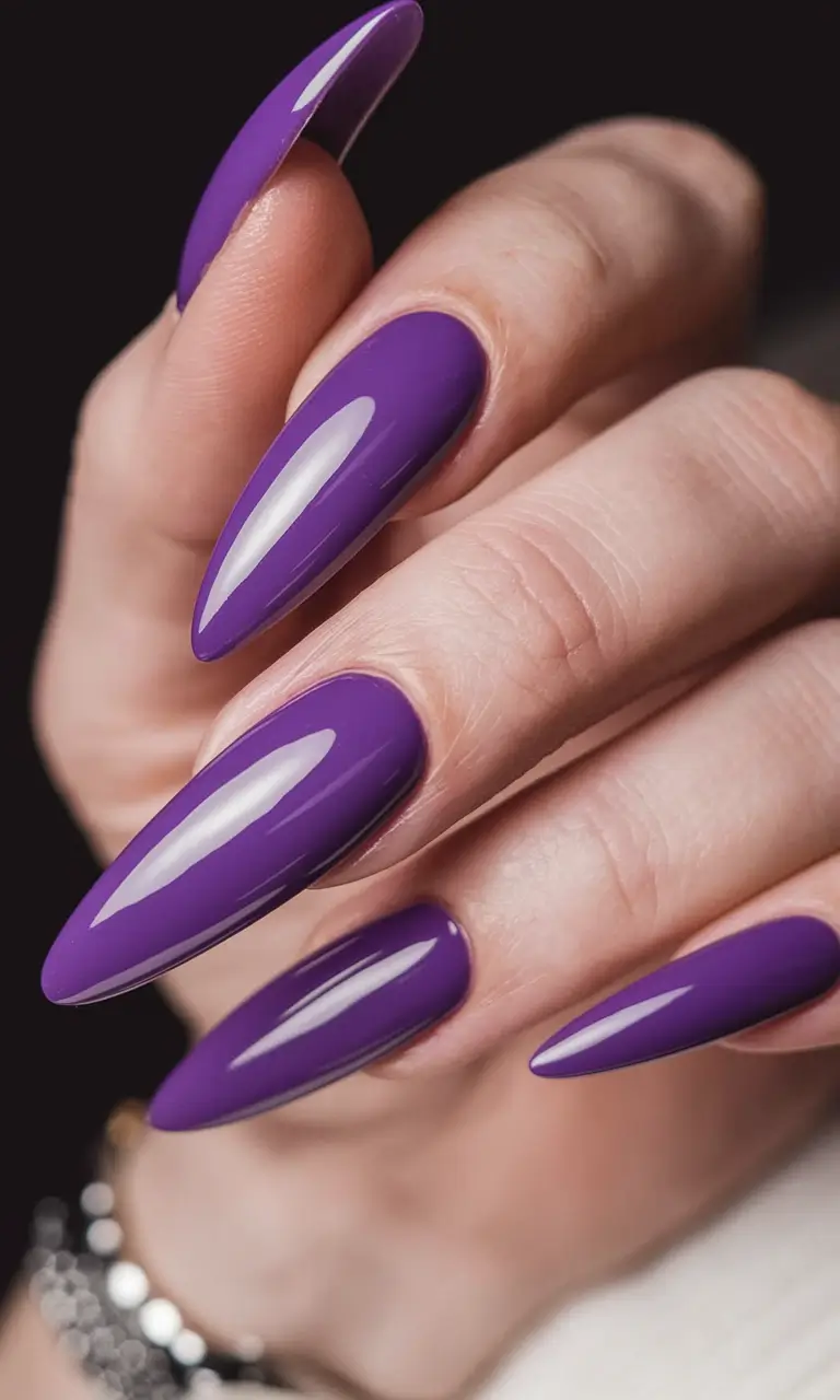 Fall Stiletto Nail Designs 2025 Vivid Orchid Shine