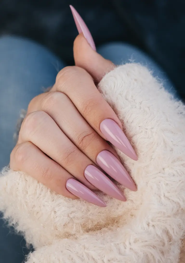 Fall Stiletto Nail Designs 2025 Blush Pink Elegance